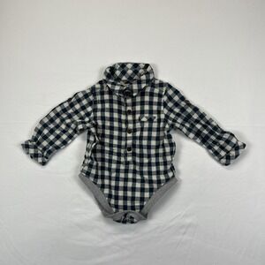 Me & Henry One Piece Baby Toddler 9-12M Blue Plaid Preppy Long Sleeve Dressy
